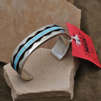 Zuni inlay large bracelet-Pawn Jewelry