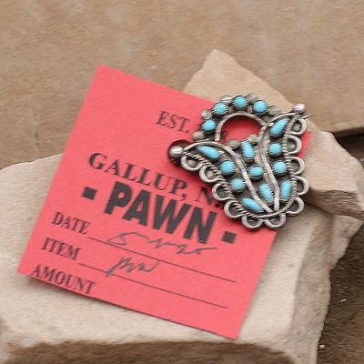 Small Zuni turquoise pin-Pawn Jewelry