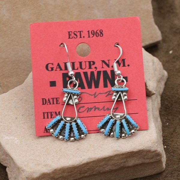 Zuni dangle turquoise earrings-Pawn Jewelry