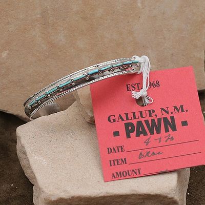 Narrow Zuni needle point bracelet-Pawn196