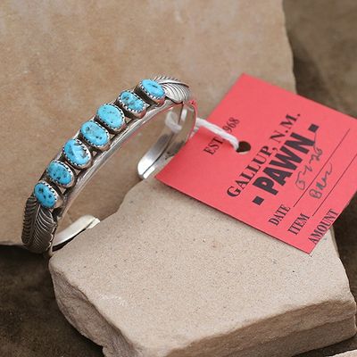 7 stone turquoise bracelet-Pawn Jewelry