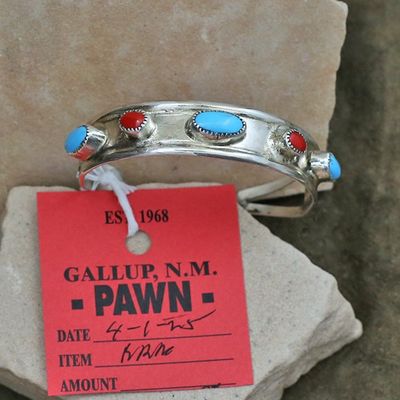 Navajo turquoise &amp; coral bracelet-Pawn Jewelry