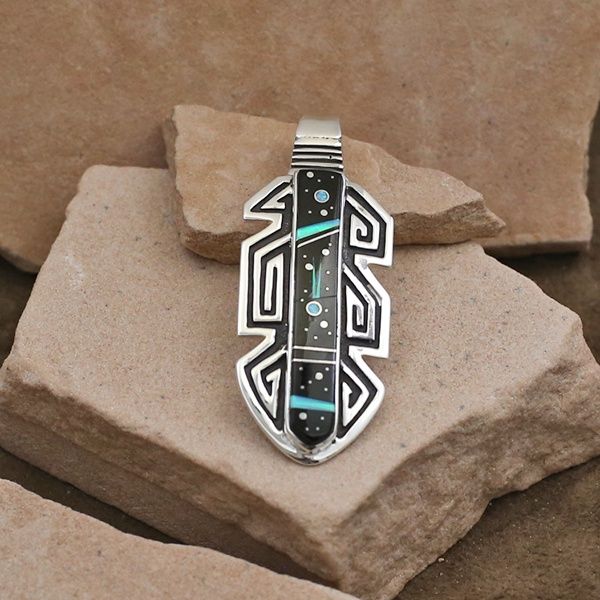 Large feather pendant w/ Night Sky design