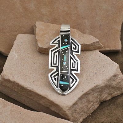 Large feather pendant w/ Night Sky design