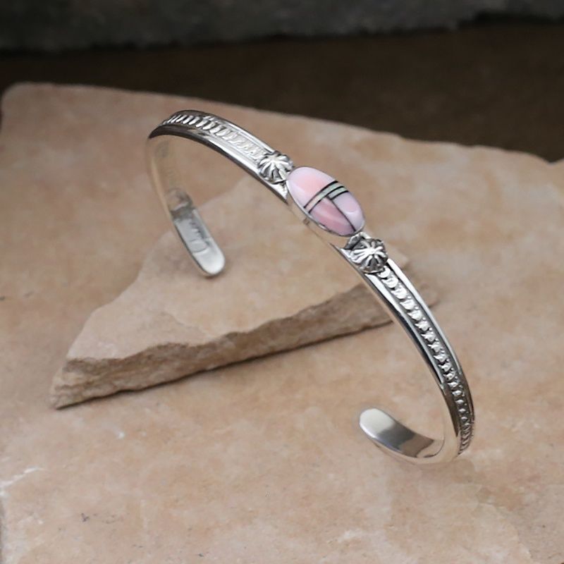 Pink Conch shell inlay bracelet