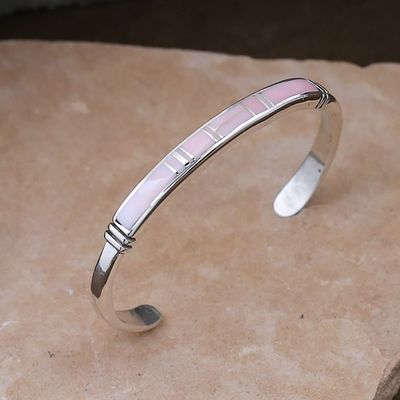 Pink Conch shell channel inlay bracelet
