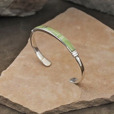 Green Gaspeite channel inlay bracelet