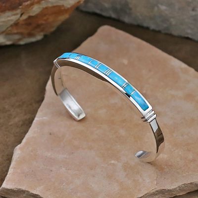 Extra large Turquoise channel inlay bracelet