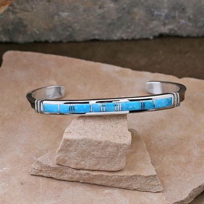 Extra large Turquoise channel inlay bracelet