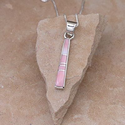 Pink conch thin inlay pendant
