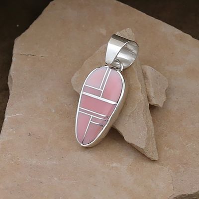 Pink Conch large inlay pendant-Reversible
