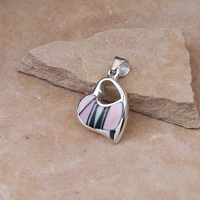 Pink Conch shell inlay heart pendant