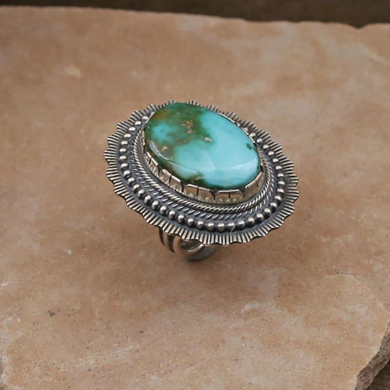 Scalloped edge large Royston turquoise ring