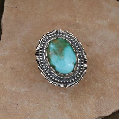 Scalloped edge large Royston turquoise ring