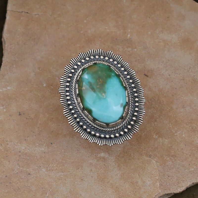 Scalloped edge large Royston turquoise ring
