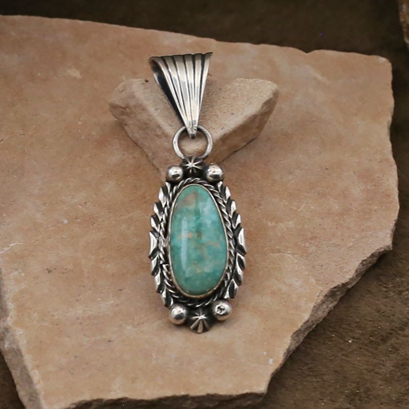 Long Royston turquoise stone pendant