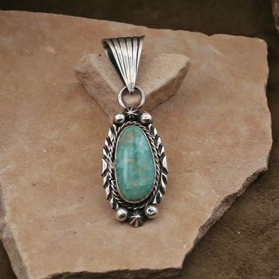 Long Royston turquoise stone pendant