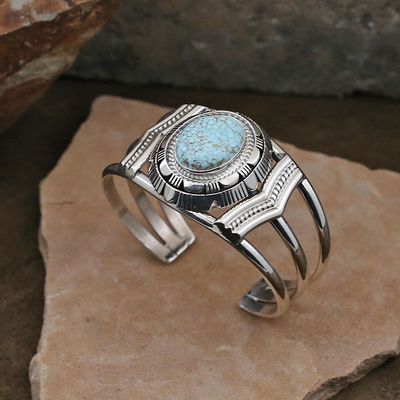 Heavy Navajo bracelet w/ #8 turquoise