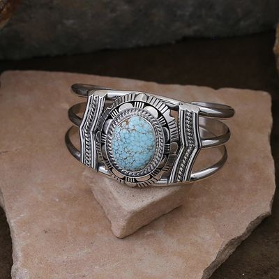 Heavy Navajo bracelet w/ #8 turquoise