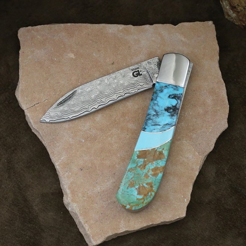 Multi Turquoise inlay knife