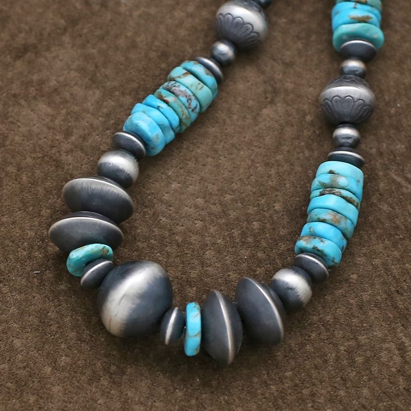 20&quot; Silver bead necklace with turquoise
