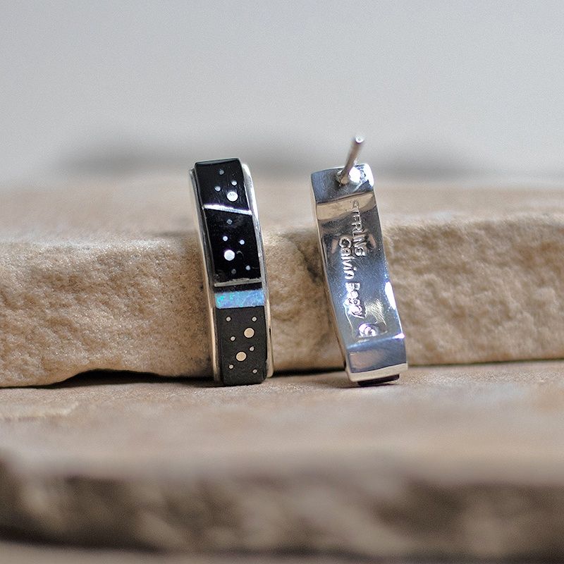 Night Sky 1/2 Hoop Inlay Earrings