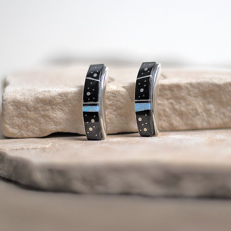 Night Sky 1/2 hoop inlay earrings