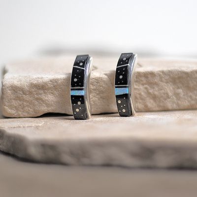 Night Sky 1/2 hoop inlay earrings