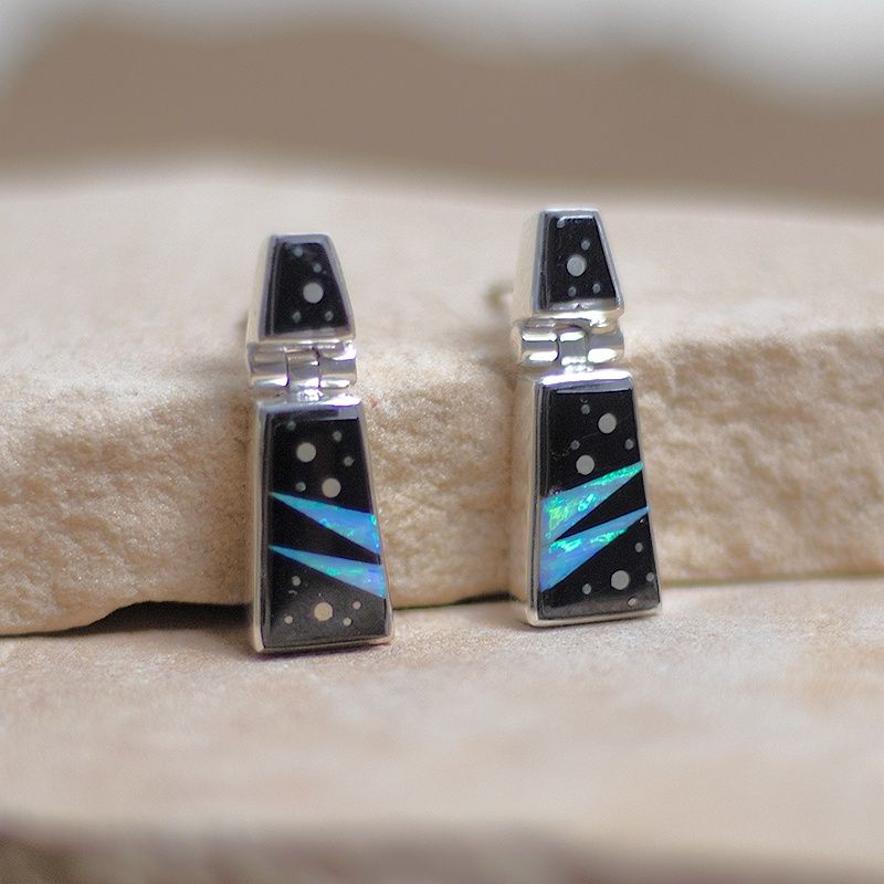 Night Sky design hinge post earrings