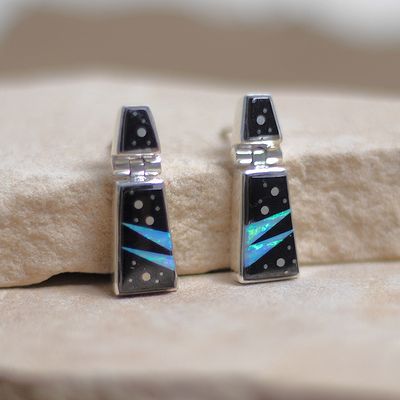Night Sky design hinge post earrings