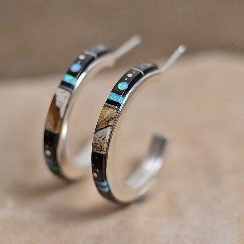 Large Night Sky hoop earrings