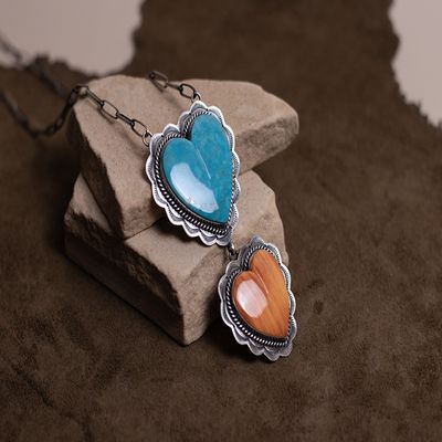 Large Double Heart Necklace by Murphy Platero