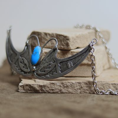 Sterling silver butterfly necklace with turquoise