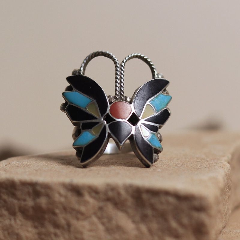 Zuni Inlay butterfly ring