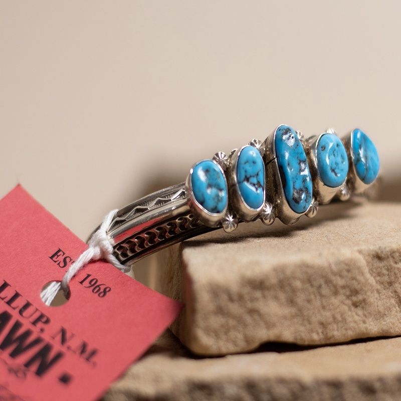 5 Stone Triangle Wire Stamped Cuff
