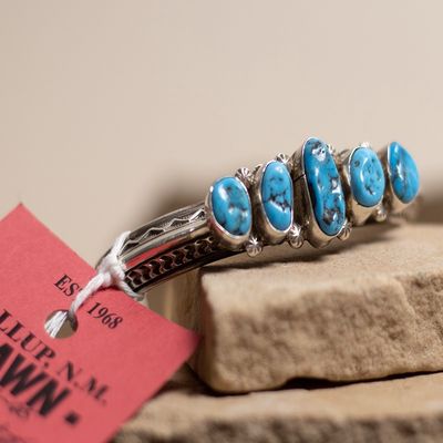 5 Stone Triangle Wire Stamped Cuff