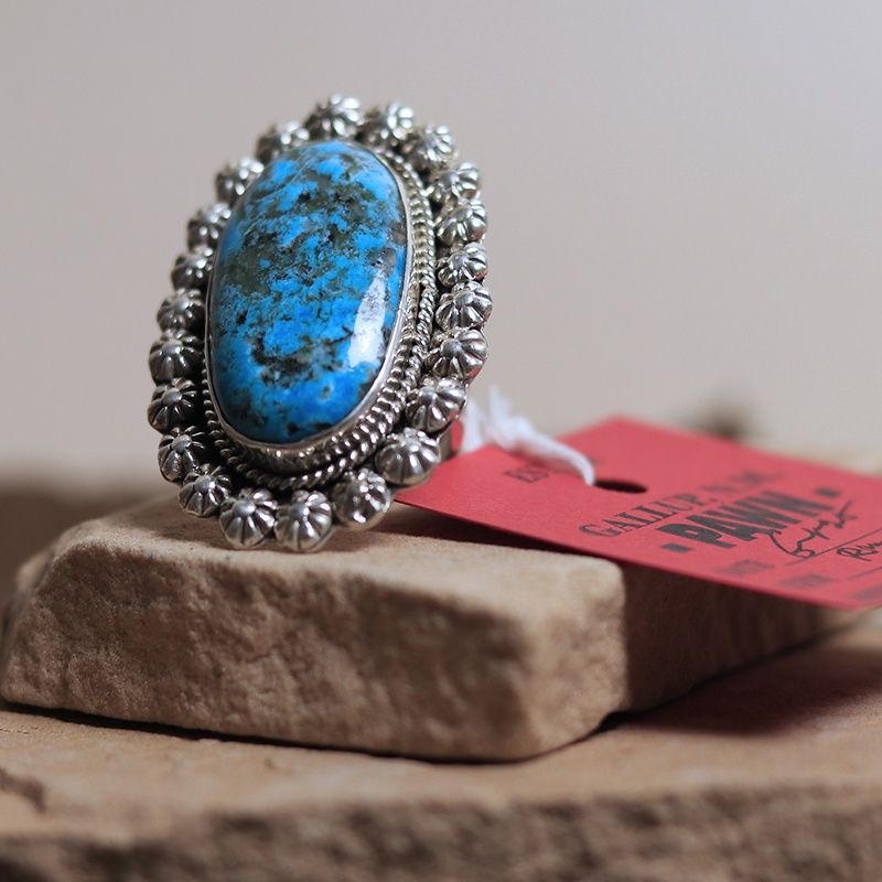Large Navajo statement ring with turquoise-adjustable