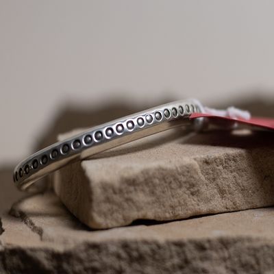 Large silver round wire cuff