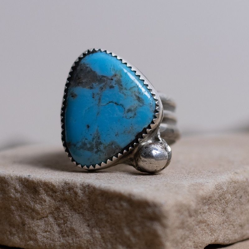 Turquoise Navajo Ring with Triple Wire Shank