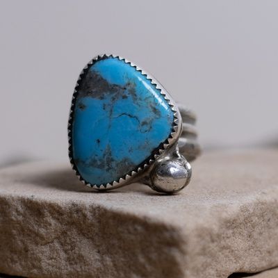 Turquoise Navajo Ring with Triple Wire Shank