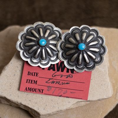 Large Concho Style Navajo Earrings