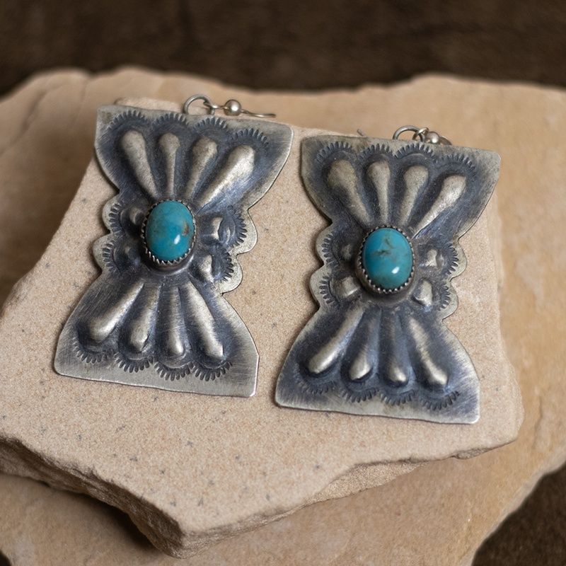 Large Rectangular Concho Earrings