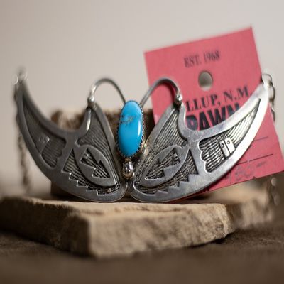 Sterling silver butterfly necklace with turquoise