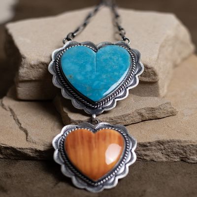 Large Double Heart Necklace by Murphy Platero