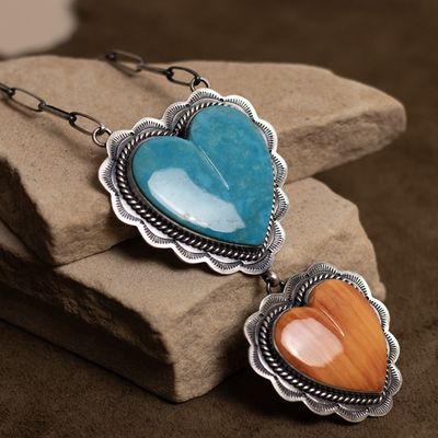Large Double Heart Necklace by Murphy Platero