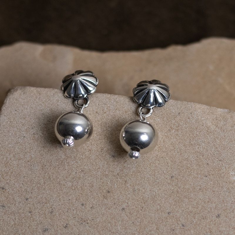 Sterling Silver Concho Drop Earrings