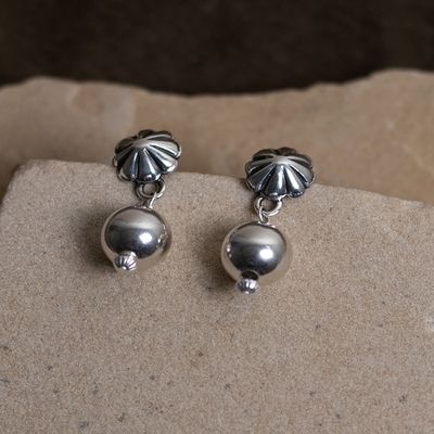 Sterling Silver Concho Drop Earrings