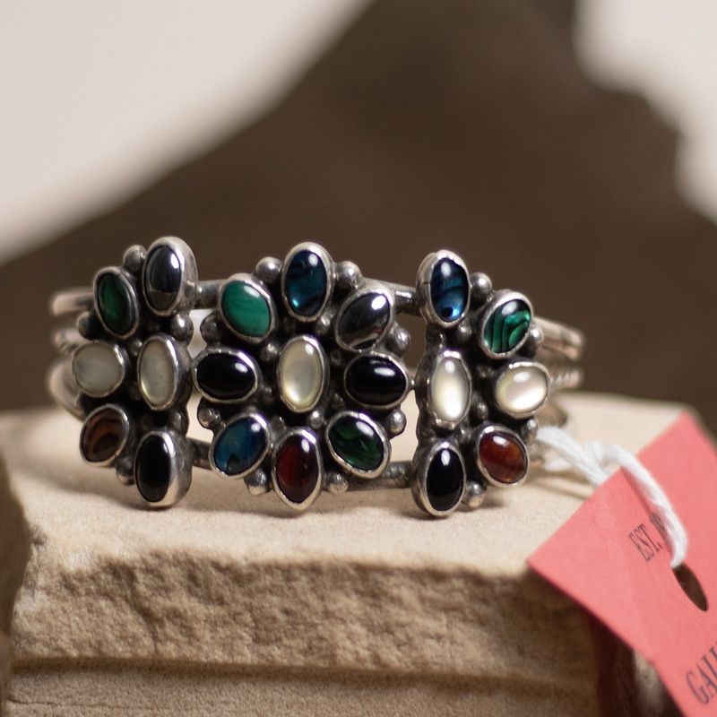 Multi-Color Floral Design Cuff