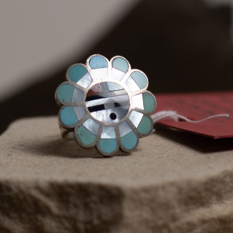 Pawn Sunface Inlayed Ring