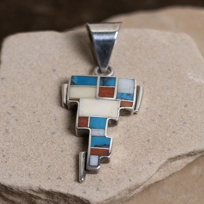 1990s Ray Tracey Modern Design Inlay Pendant